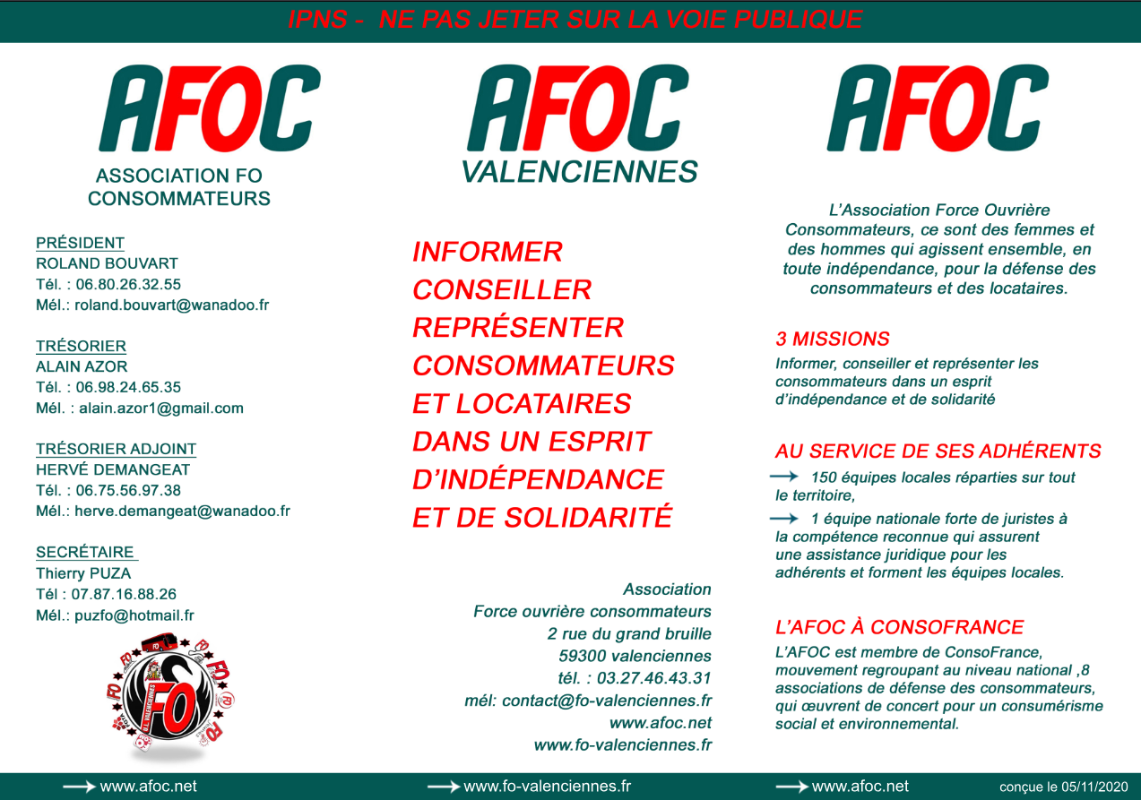 Plaquette AFOC Recto